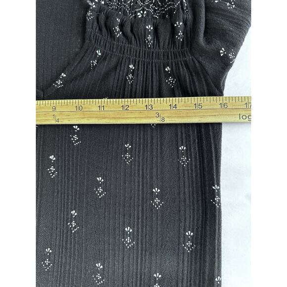 Lucky Brand Top Womens S Black Geometric Tie V-Neck Viscose Boho Peasant Blouse - Picture 14 of 16